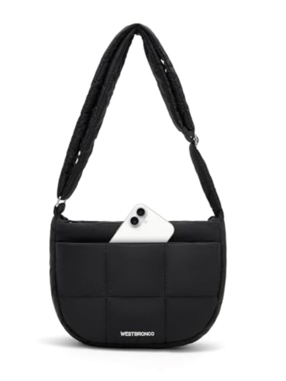 Quilted Puffer Crossbody Bag Nylon Adjustable Strap Travel Purse